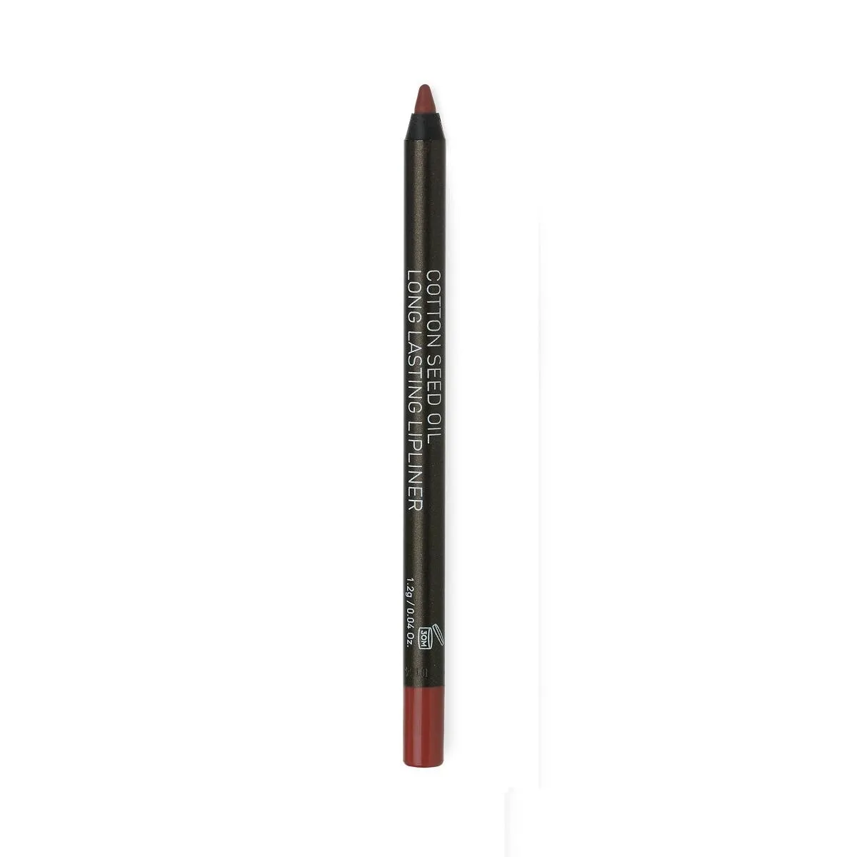 Ein langanhaltender Lippenkonturenstift mit Baumwollsamenöl in dunkelroter Farbe.