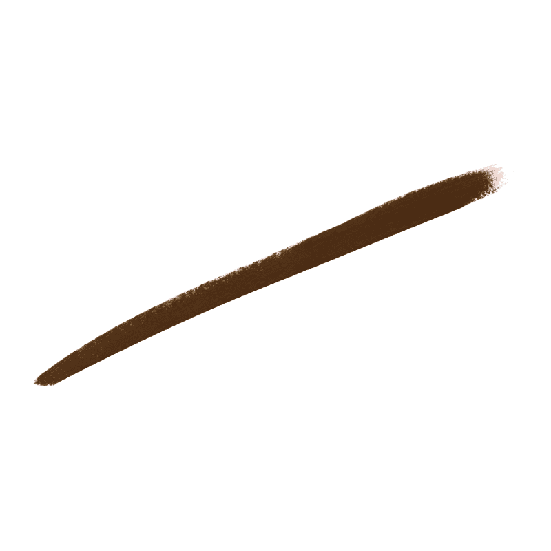 Brauner Eyeliner-Strich auf weißem Hintergrund.