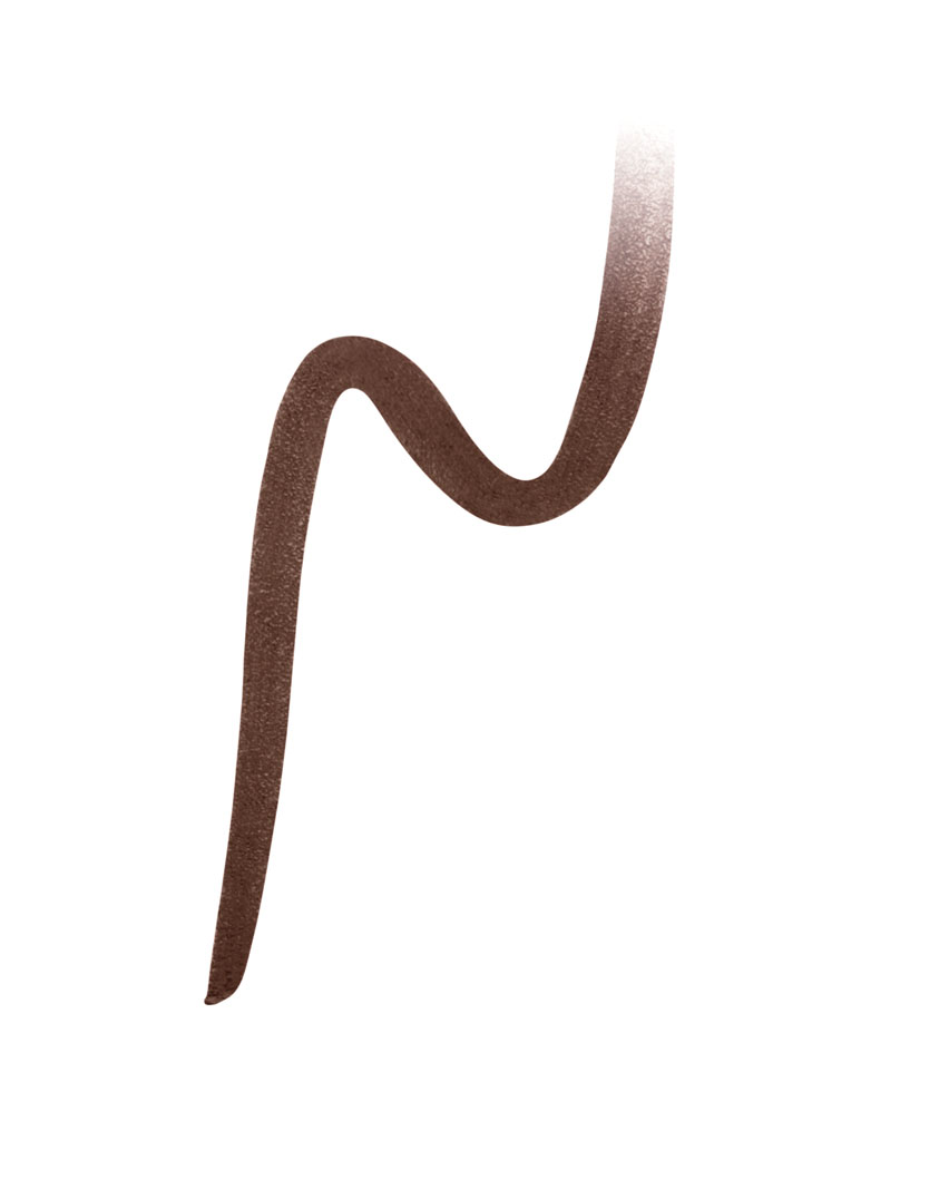 Brauner Eyeliner-Strich auf weißem Hintergrund.