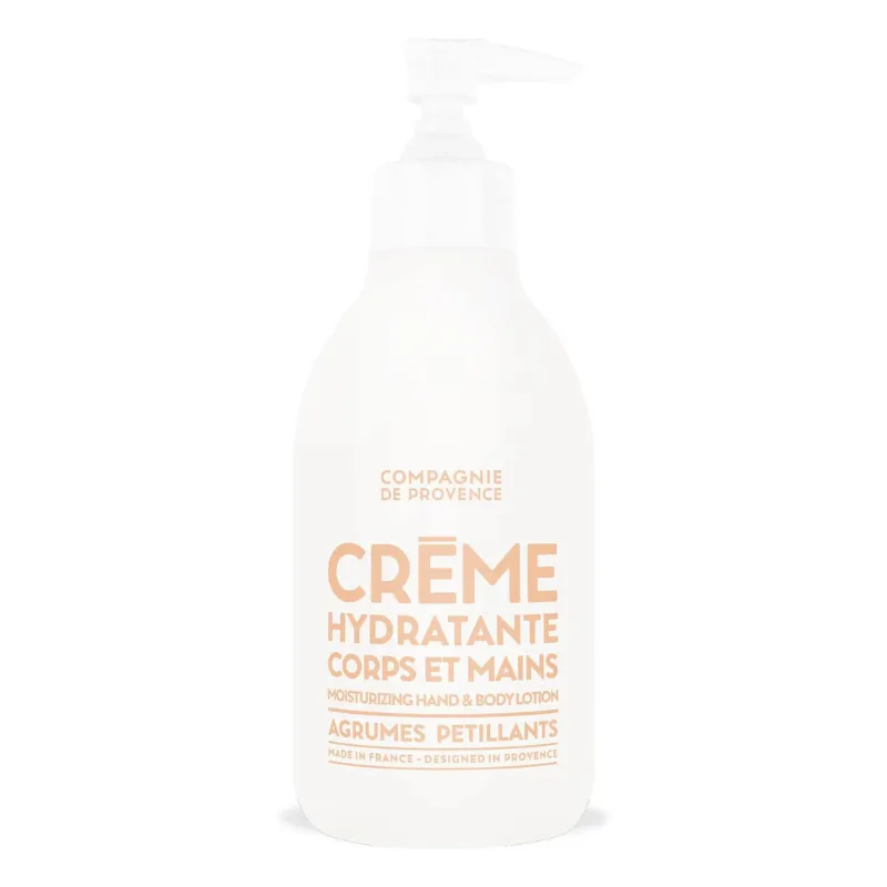 Flasche der Compagnie de Provence Hand- und Körperlotion, 300 ml, Duft: Spritzige Zitrusfrüchte.