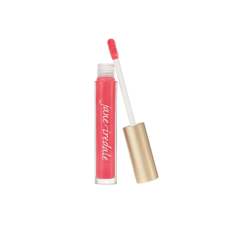 HydroPure Hyaluronic Lip Gloss in Spiced Peach von Jane Iredale, geöffnet mit Applikator.