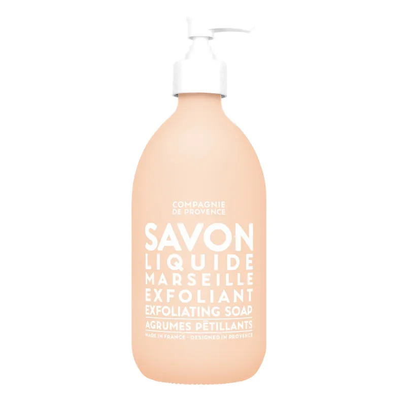 Flasche mit Exfoliating Liquid Soap Marseille, 1 Liter Nachfüllpackung, von Compagnie de Provence.