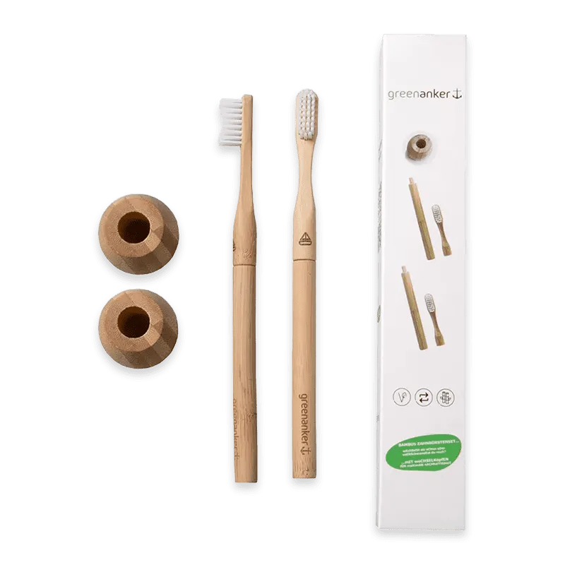 Bamboo toothbrush set 2 replacement heads