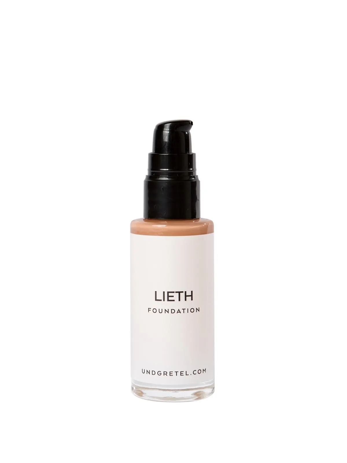 Flasche der LIETH Foundation von UND GRETEL mit Pumpspender, auf weißem Hintergrund.