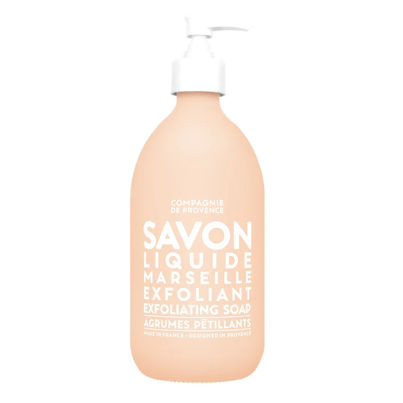Flasche mit exfolierender Flüssigseife aus Marseille, 495 ml, von Compagnie de Provence.