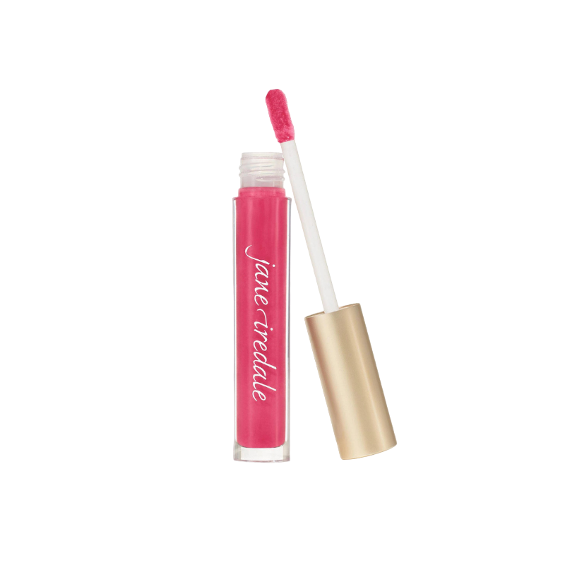 HydroPure Hyaluronic Lip Gloss in der Farbe Blossom von Jane Iredale mit geöffnetem Deckel und Applikator.