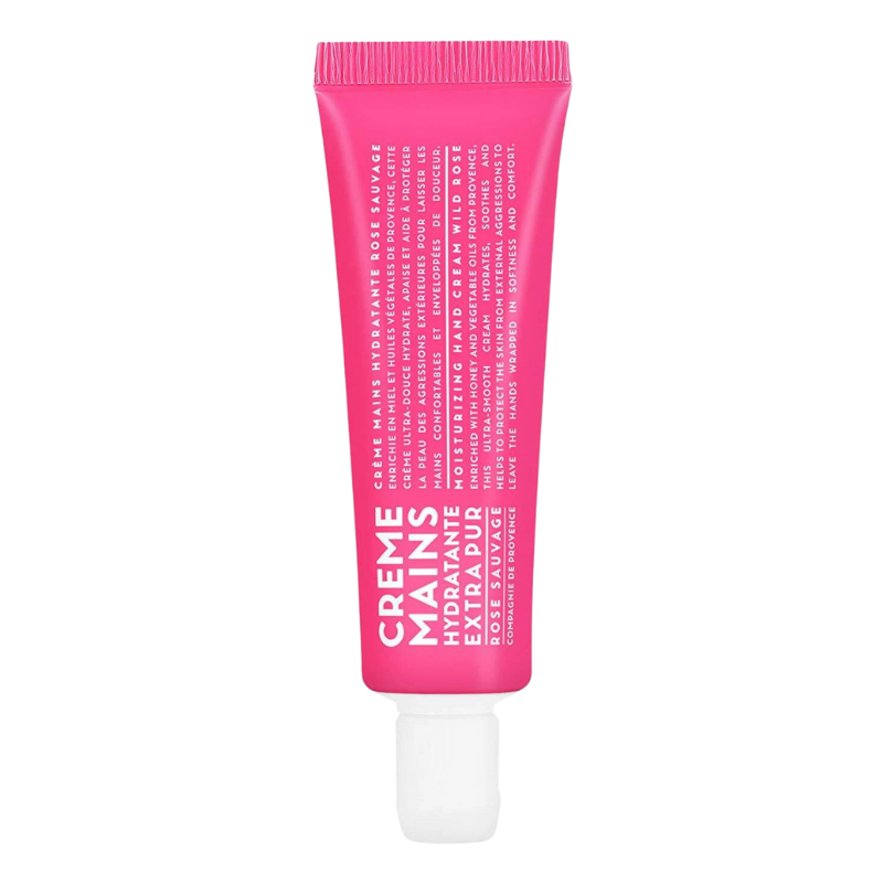 Rosa Tube mit Handcreme, 30 ml, Wildrose, auf weißem Hintergrund.