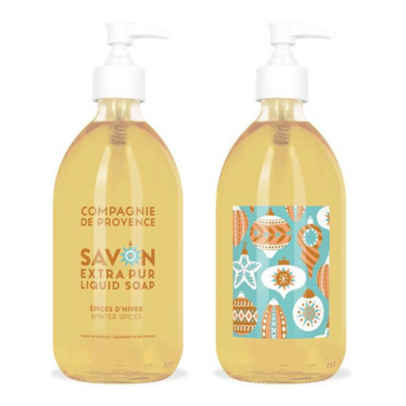 Zwei Flaschen flüssige Seife von Compagnie de Provence, Wintergewürze, limitierte Edition.
