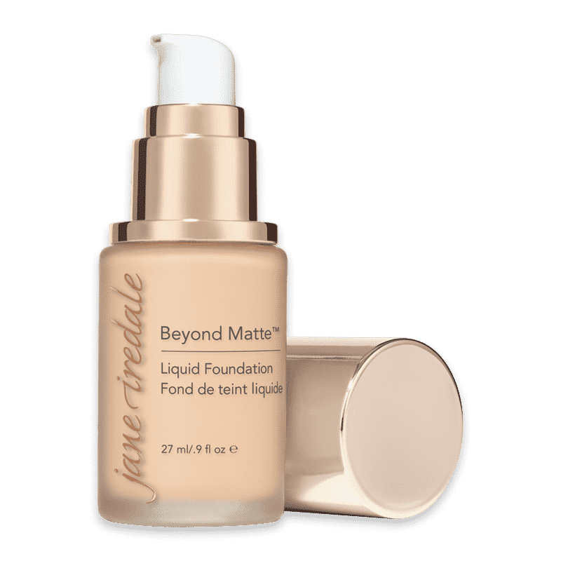 Jane Iredale Beyond Matte Liquid Foundation, 27 ml, mit abgenommenem Deckel.