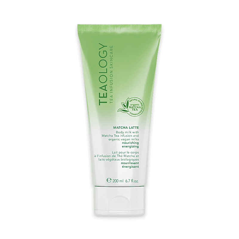 Grüne Tube mit Matcha Latte Körpermilch von Teaology, 200 ml.