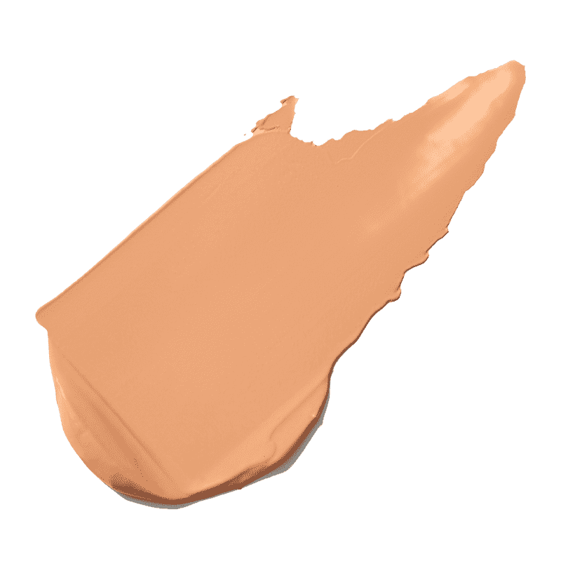 Nahaufnahme eines beigen Make-up-Swatches auf transparentem Hintergrund.