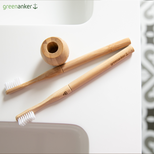 greenanker Bamboo toothbrush set 2 replacement heads