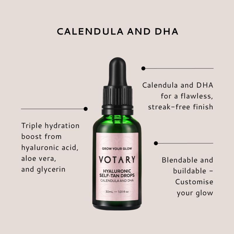 VOTARY Hyaluronic Self-Tan Drops, Calendula and DHA