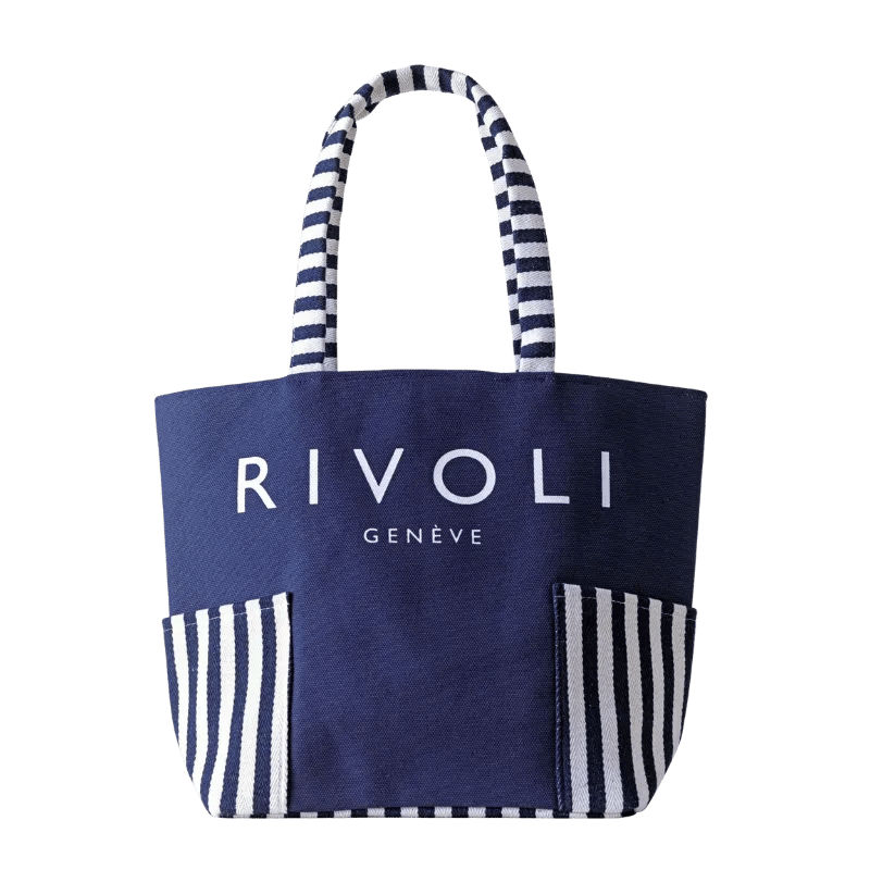 RIVOLI Geneve blue-white beach bag