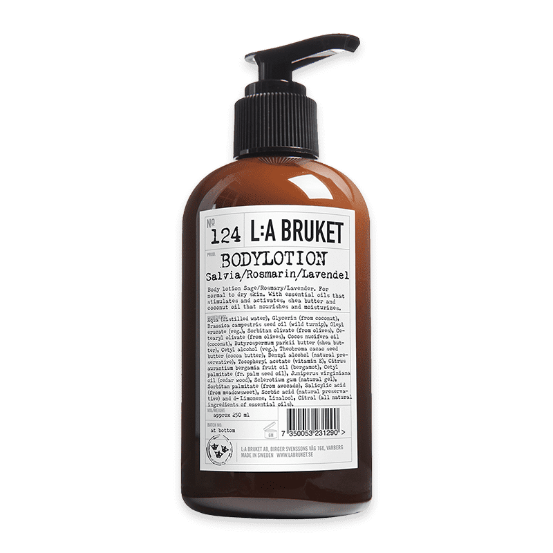 L:A BRUKET No. 124 Body Lotion Sage/Rosemary/Lavender format voyage