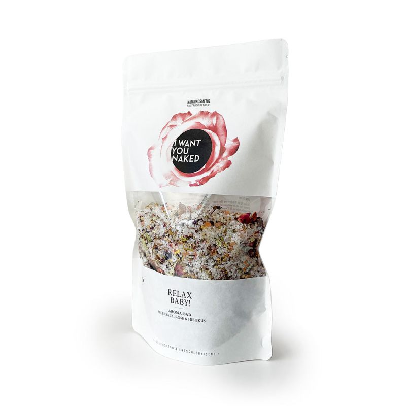I want you naked RELAX BABY Aroma Bath with sea salt, rose & hibiscus