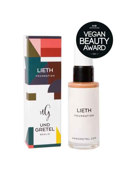 Und Gretel Lieth Foundation in Verpackung, Vegan Beauty Award 2021 Abzeichen.